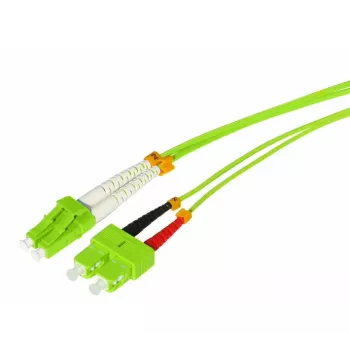 Tecline HD fiberoptisk patchkabel OM5 50/125 µm multimode LC duplex till SC duplex, limegrön, 15,0 m 796LS15