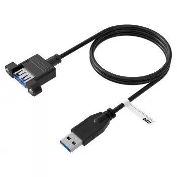 EFB Elektronik USB 3.0 förlängningskabel, USB-A kontakt till USB-A uttag för panelmontage, 1,8 m, svart K5265SW.1V2