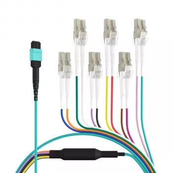 EFB MTP till LC 12-fiber OM3 LSZH aqua fan-out patchkabel, 7,5 m MTPF12LCOM3-7,5