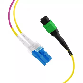 EFB Elektronik MPO-PLUS/APC(F) till LC trunk-kabel, OS2 singlemode, 12 fibrer, polaritet Typ B, LSZH gul, 1 m MPOF12LCOS2-1