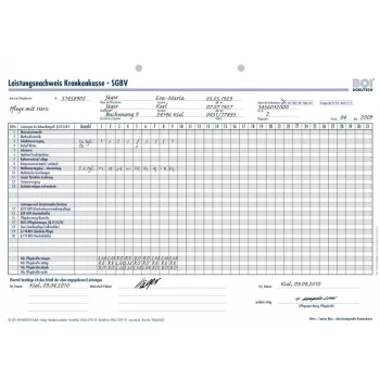 BOI Prestationsunderlag sjukförsäkring SGB V formulär, 50 blad, A4, vit 9206-00329