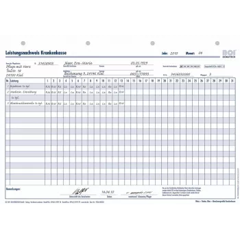 BOI Prestationsunderlag sjukförsäkring formulär, 50 blad, A4, vit (9206-00350)