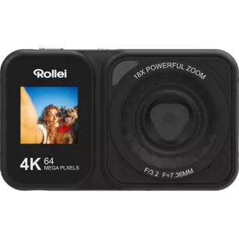 Rollei Compactline 64 Dual Screen digitalkamera – 14MP, 5x zoom, svart