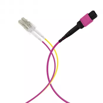 MPO-PLUS (F) till LC trunkkabel OM4 8 fibrer typ B LSZH erika-violett 1 m MPOF08LCOM4-1