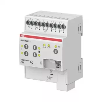 ABB JRA/S4.24.5.2 KNX persienn-/rullgardinsaktor, 4-faldig, 24V AC/DC, manuell drift, DIN-skena 2CDG110298R0011