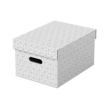 LEITZ 628282 förvaringslåda Home Medium, 3-delat set, vit, 100 % återvunnen wellpapp, avtagbart lock, stapelbar