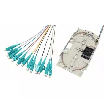 Tecline fiberoptisk splicekassett med 12x OM3 LC/UPC pigtails, 2,0 m, flerfärgad, 12-pack 20500030