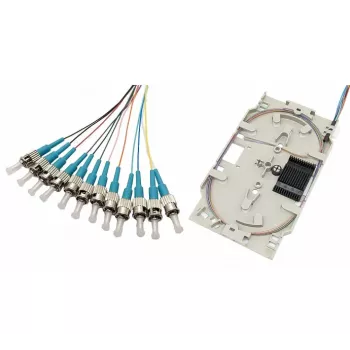 Tecline fiberoptisk splicekassett med 12x OM3-pigtails, ST/UPC, 2,0 m, 12 st (20500035)