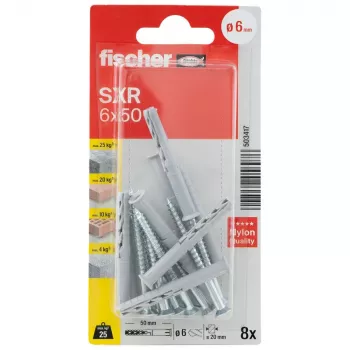 Fischer SXR 6 x 50 Z K NV långskaftsplugg med försänkt skruv (PZ), 1 set (503417)