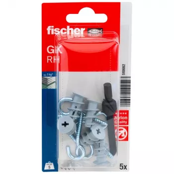 Fischer GK RH K NV gipsskruvplugg med rundkrok, 22 mm, 1 set (510662)