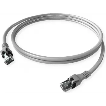 ZVK GmbH EasyLan PushPull Cat 6 STP patchkabel, RJ-45-kontakt till RJ-45-kontakt, 1 m, grå, gjuten böjskyddshylsa CPP1OACACA0010
