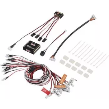 Reely LED-ljusenhet vit, orange, röd (RE-5631027) – 10-LED RC-modellbelysningssystem, 5mm LED, 4,8-6V