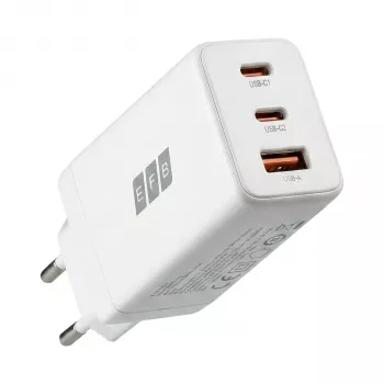 EFB Elektronik 65W GaN väggladdare 2x USB-C + USB-A PD3.0 QC3.0 vit G651A2CE