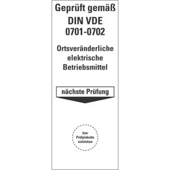 HEIN 178140 kontrollplakett för DIN VDE 0701-0702, självhäftande, gul, 50 x 25 mm, 100 etiketter