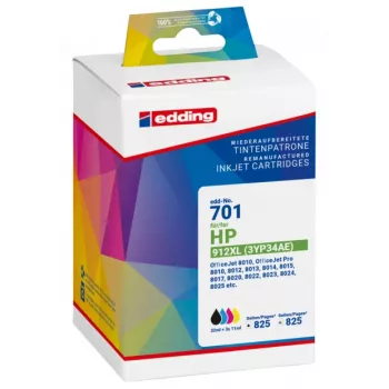 Edding 18-701 kompatibelt bläckpatron-multipack för HP 912XL, svart/cyan/magenta/gul