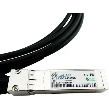 BlueLAN 10GBASE-CR Passiv SFP+ till SFP+ Direct Attach-kabel, 0,5 m, AWG30 (SFPP-DAC-0.5M-BL)