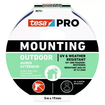 tesa Montage PRO Outdoor 66751-00001-00 transparent monteringstejp, 5 m x 19 mm, 1 rulle