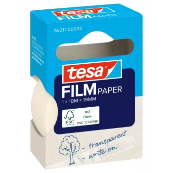 Tesa 59211 papperstejp 19 mm x 10 m, naturvit, rivbar för hand, skrivbar, lösningsmedelsfri 59211-00000-00