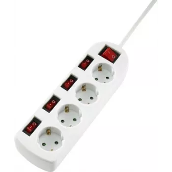 Sygonix SY-4535068 Schuko-uttagsadapter med strömbrytare, vit, 16 A, 3680 W, barnsäkerhet
