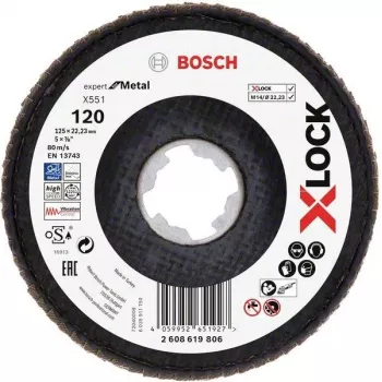 Bosch Accessories 2608619806 Expert for Inox X-LOCK slipskiva 125 mm, korn 60, 1 st