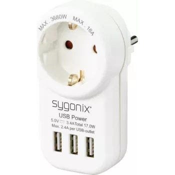 Sygonix SY-4755856 mellanplugg med 2 USB-anslutningar vit