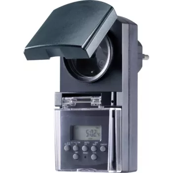 Sygonix SY-5044422 digital timeruttag, veckoprogram, 1800 W, IP44, nedräkning- & slumpfunktion, vit