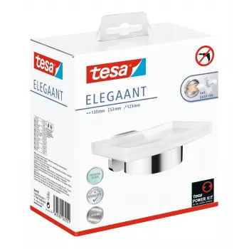 tesa ELEGAANT 40628-00000-00 tvåldisk krom (glänsande), vit (satin)