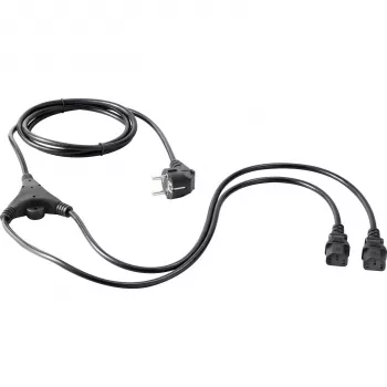 SYGONIX SY-5178378 IEC C14 till 2x IEC C13 strömfördelare Y-kabel, 2 m, svart