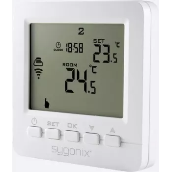 Sygonix trådlös rumstermostat infälld med veckoprogram, 5-35°C, 868 MHz, 16A relä, vit (SY-4500820)