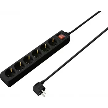 Sygonix SY-4891002 Schuko-grenuttag med strömbrytare, svart, 1 uttag, 1,5 m kabel