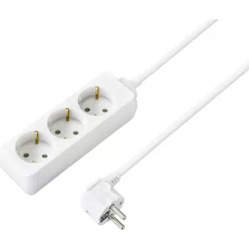 Sygonix SY-4890982 3-fack uttagslist med strömbrytare, 1,5 m kabel, vit