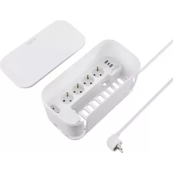 Sygonix SY-6118238 5-fack Schuko-uttagslist med strömskena, 1,5 m kabel, vit