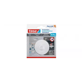 tesa 77781 självhäftande takkrok för tapeter & puts, vit, 3 krokar + 4 Powerstrips