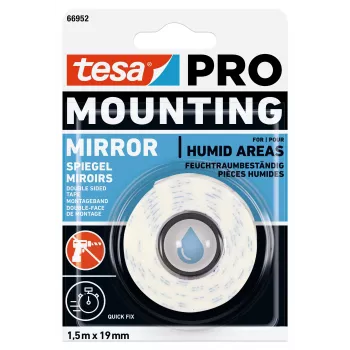 tesa Montage PRO spegelmonteringstejp vit 1,5 m x 19 mm 66952-00000-00
