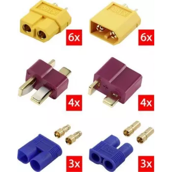 Reely RE-6699867 XT60 till T-plug och EC3 förgylld Y-splitter-adapterkabel