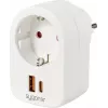 Sygonix SY-6713236 uttagsadapter med 2 USB-anslutningar, typ F, 3680 W, vit