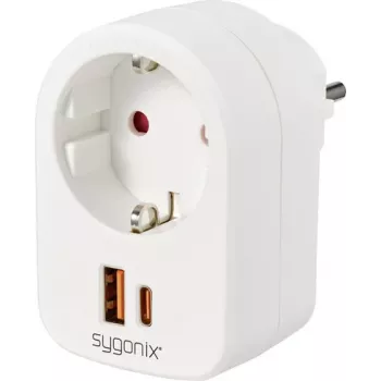 Sygonix SY-6713236 uttagsadapter med 2 USB-anslutningar, typ F, 3680 W, vit