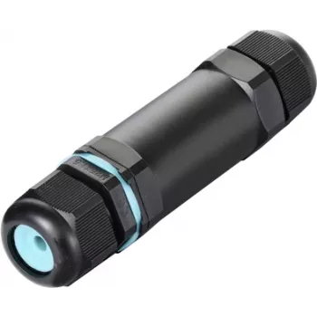 Sygonix SY-5498972 vädertålig kabelkontakt med skruvklämmor, IP68, 3-polig, 32 mm x 118 mm, svart