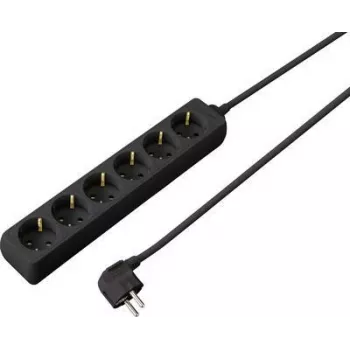 SYGONIX SY-4890992 grenuttag, 6 Schuko-uttag, utan strömbrytare, svart, 1,5 m kabel