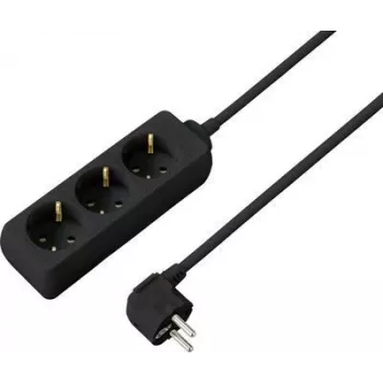 SYGONIX SY-4892462 grenuttag utan strömbrytare, 6 Schuko-uttag, 1,5 m kabel, svart
