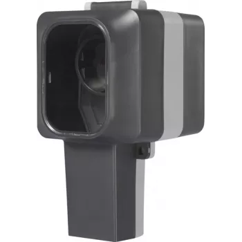 Sygonix SY-6670746 1-vägs utanpåliggande uttag, låsbart, vridbara uttagsinsatser, IP55, grå