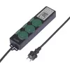 Sygonix SY-6786454 trädgårdsuttag med mekanisk timer, 3-vägs, IP44 stänkskyddat, 3680 W, svart/grön