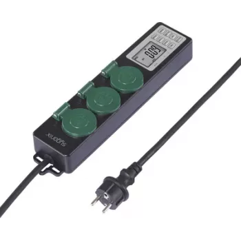 Sygonix SY-6786454 trädgårdsuttag med mekanisk timer, 3-vägs, IP44 stänkskyddat, 3680 W, svart/grön