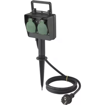Sygonix SY-5231004 utomhusuttag 2-vägs svart/grön IP44 16A 230V