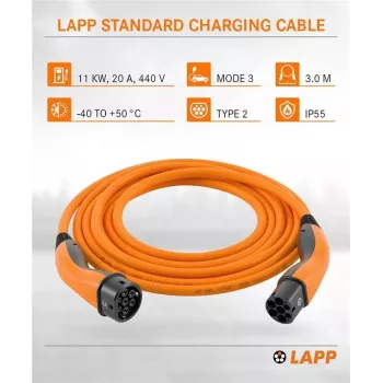 LAPP typ 2 EV-laddkabel 11 kW 3 m orange 75743