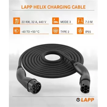 Lapp Mobility Type 2 Helix laddkabel 22 kW 7 m svart