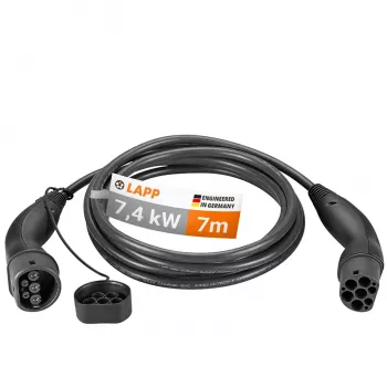 LAPP MOBILITY typ 2 EV-laddkabel, 7,4 kW, 7 m, svart 61783