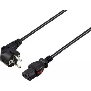 Sygonix SY-6733072 låsbart IEC C13-nätkabel, CEE 7/7 till IEC C13, 2 m, svart