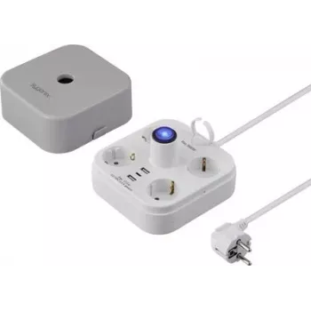 Sygonix SY-6788330 4-fack Schuko-kubuttag grå/vit