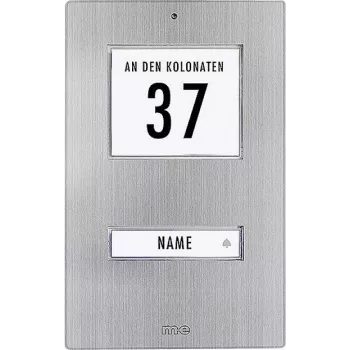 M-E MODERN-ELECTRONICS KT 1-EG klockplatta, rostfritt stål, 1 knapp, IP44, vit LED